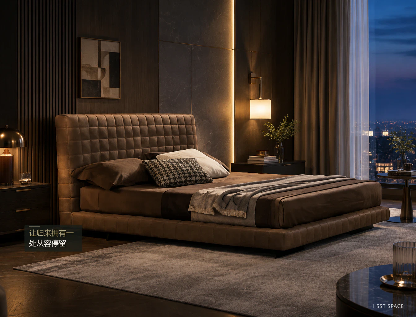 C026 Checkerboard Upholstered Bed 10